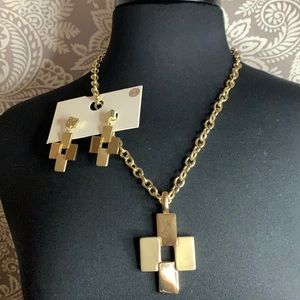 Macy’s Gold Cross Necklace & Earring Set
